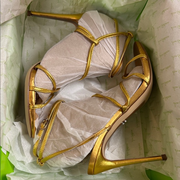 Sam Edelman Metallic Gold Strappy Stiletto Heels - Picture 5 of 5